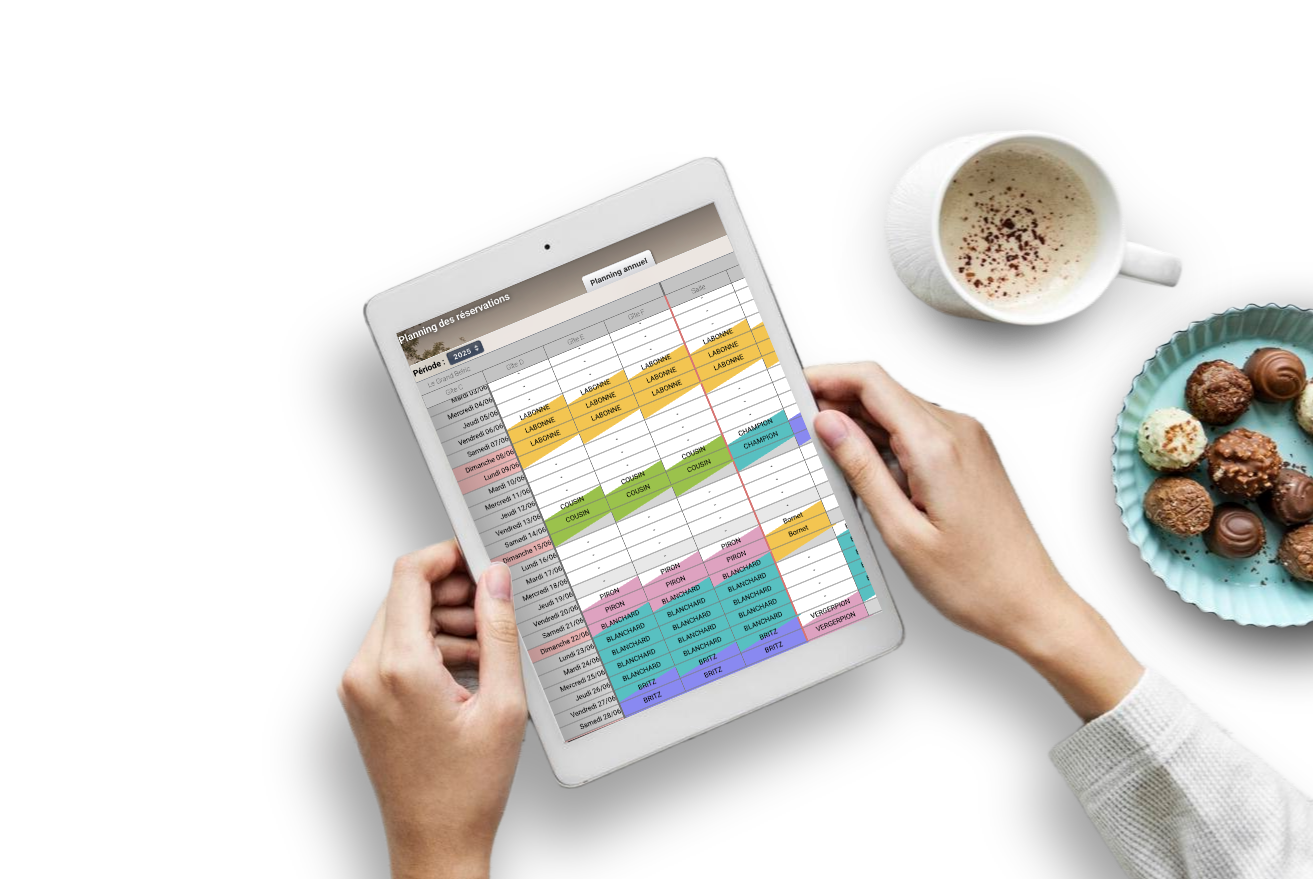 Reservation planning Gites et Salles de réception